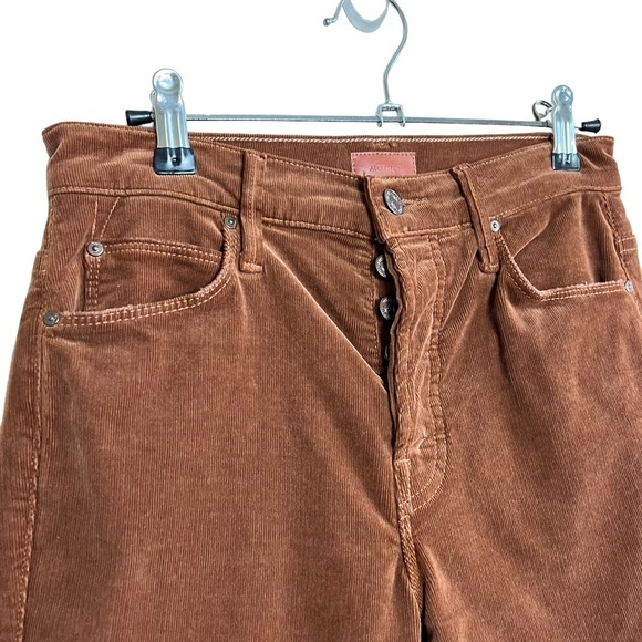 MOTHER | The Stunner Ankle Fray Hopscotch Pants Brown Cropped Button Fly - Picture 9 of 10